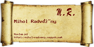 Mihol Radvány névjegykártya